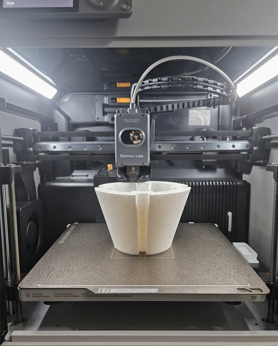 3D printer producing a piece in our Bristol workshop