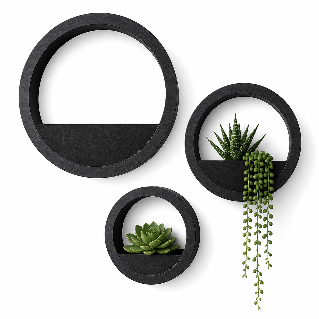 Set of three Orbis wall planters in different sizes